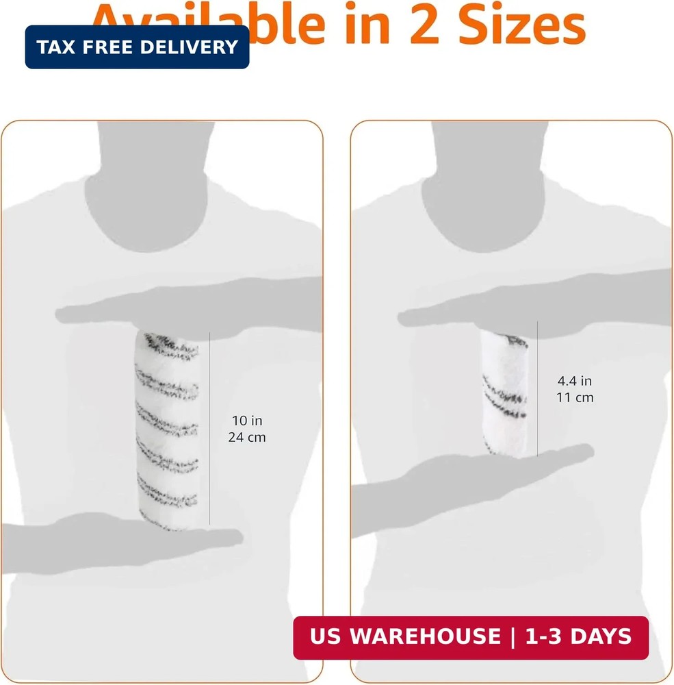 Amazon Basics Microfiber Paint Roller Covers for Smooth Finish, Shedless, Washab