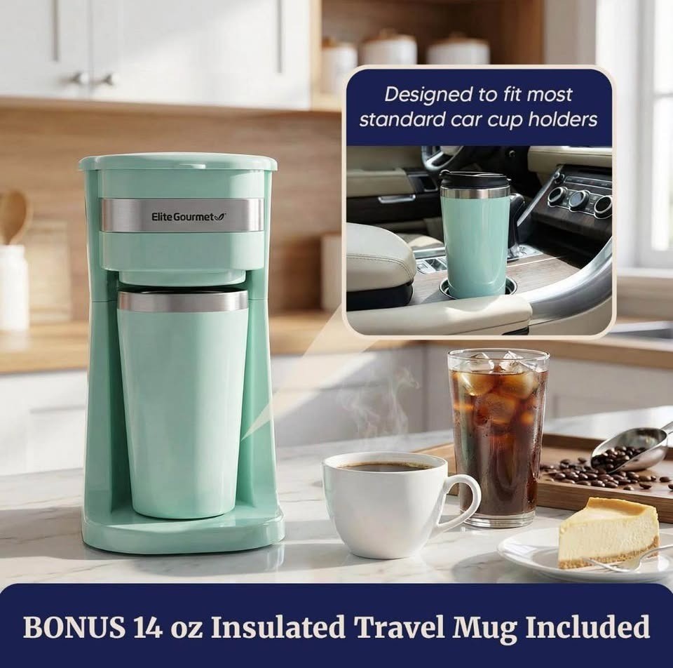 Elite Gourmet EHC113M Personal Single-Serve Compact Coffee Maker Brewer Includes