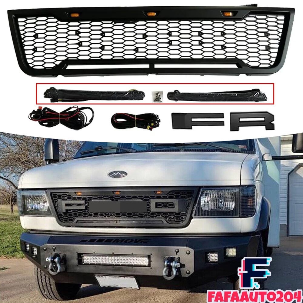 Front Grille for 2003-2007 Econoline E150 E250 E350 Grill with LED Light Bars