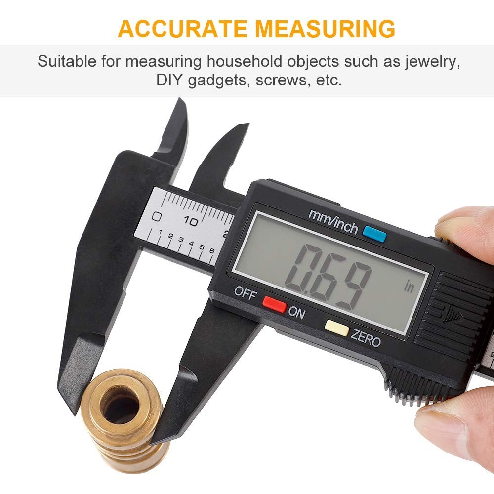 Digital Caliper 6 Inch LCD Screen Auto-Off Plastic Measuring Tool