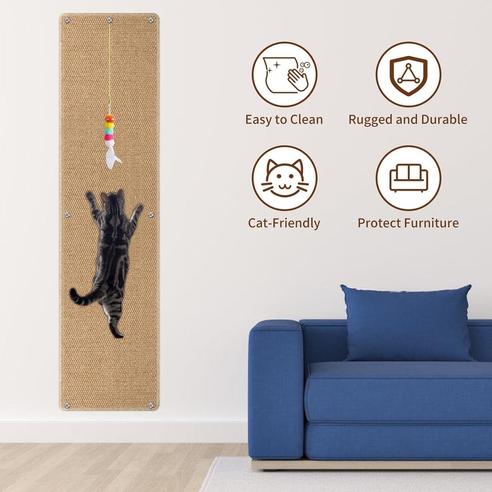 71" X 15.8" Thickened Cat Wall Climbing Carpet, Extra Large Camel