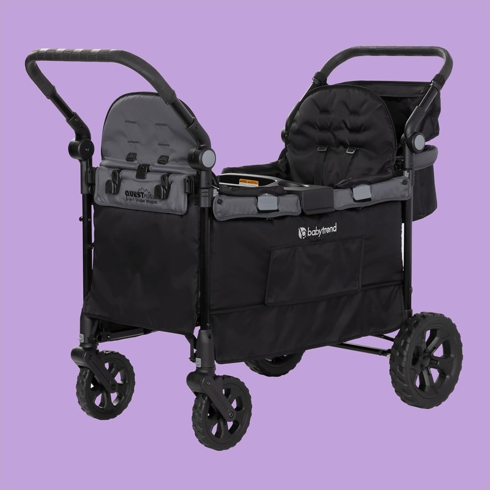 Foldable Stroller Wagon for Children with Adjustable Handle and Storage Basket