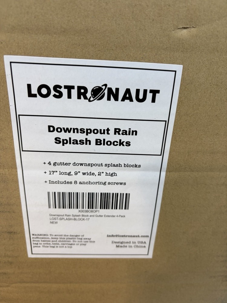 LOSTRONAUT 17 Inch Downspout Splash Block and Rain Gutter Extender - 4-Pack