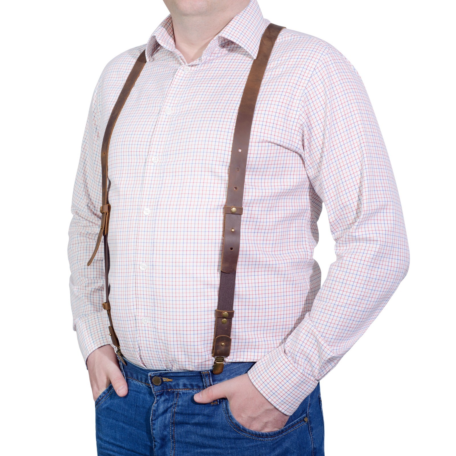 Leather Suspenders for Men and Women Best for Gift and Wedding Brown