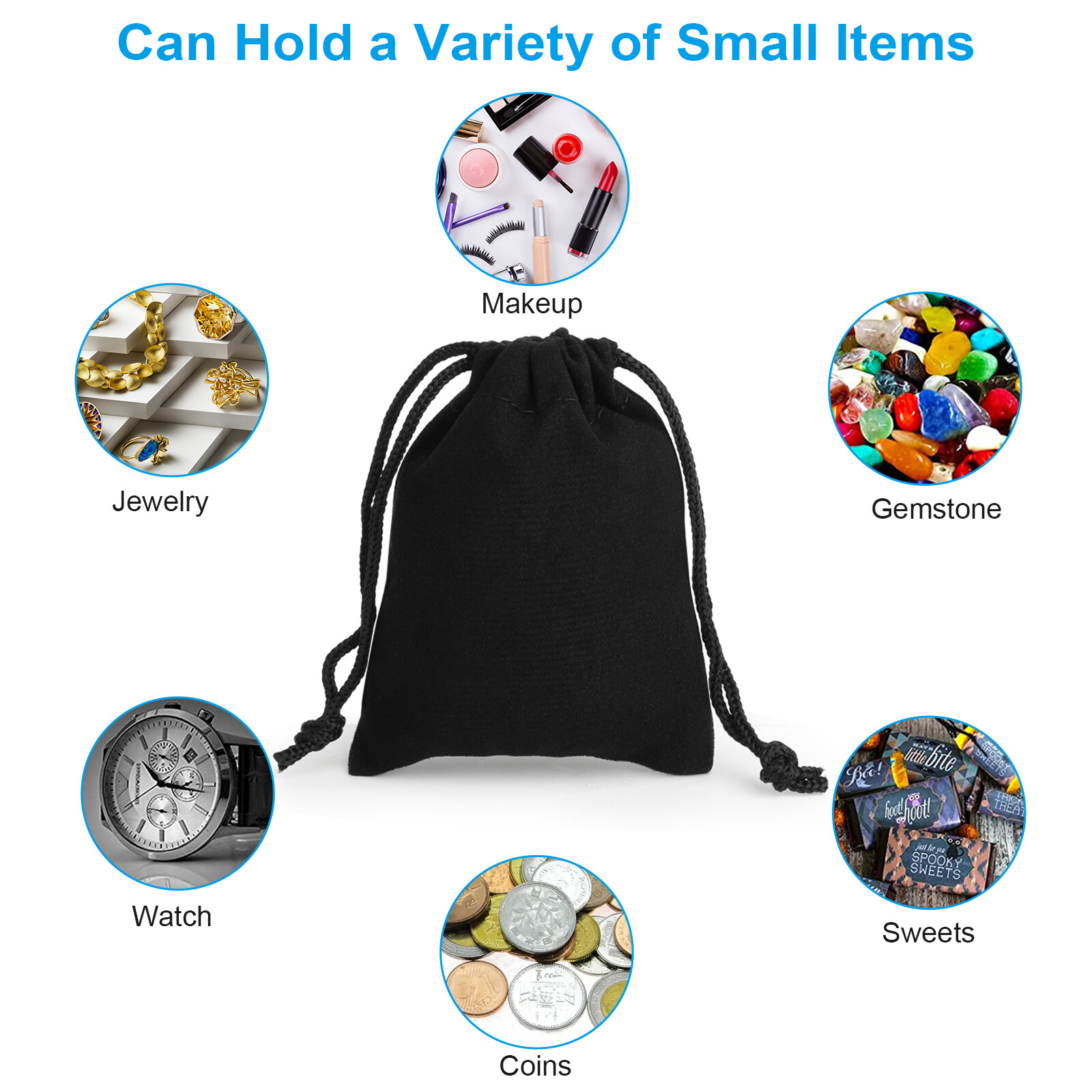 50/100Pcs Velvet Drawstring Velour Gift Pouches Ring Jewelry Bag Wedding Favors