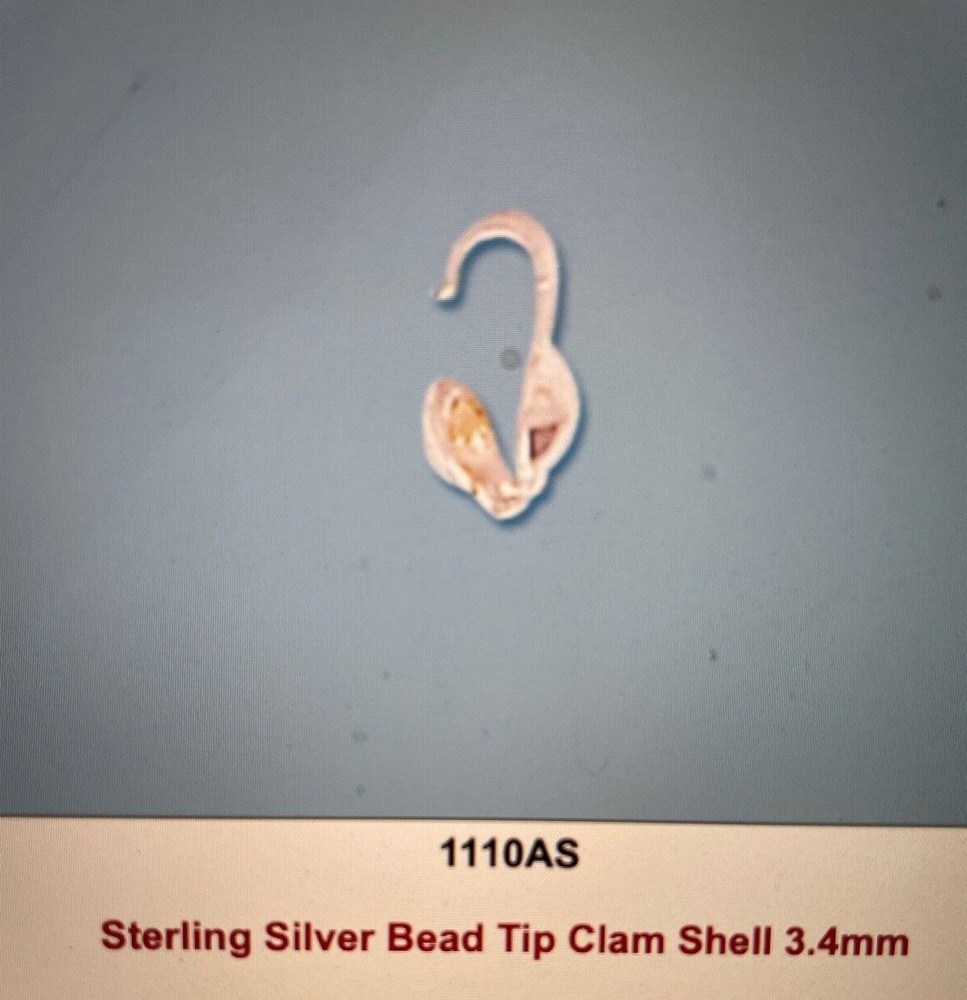 Sterling Silver Bead Tip Clam Shell 3.4mm