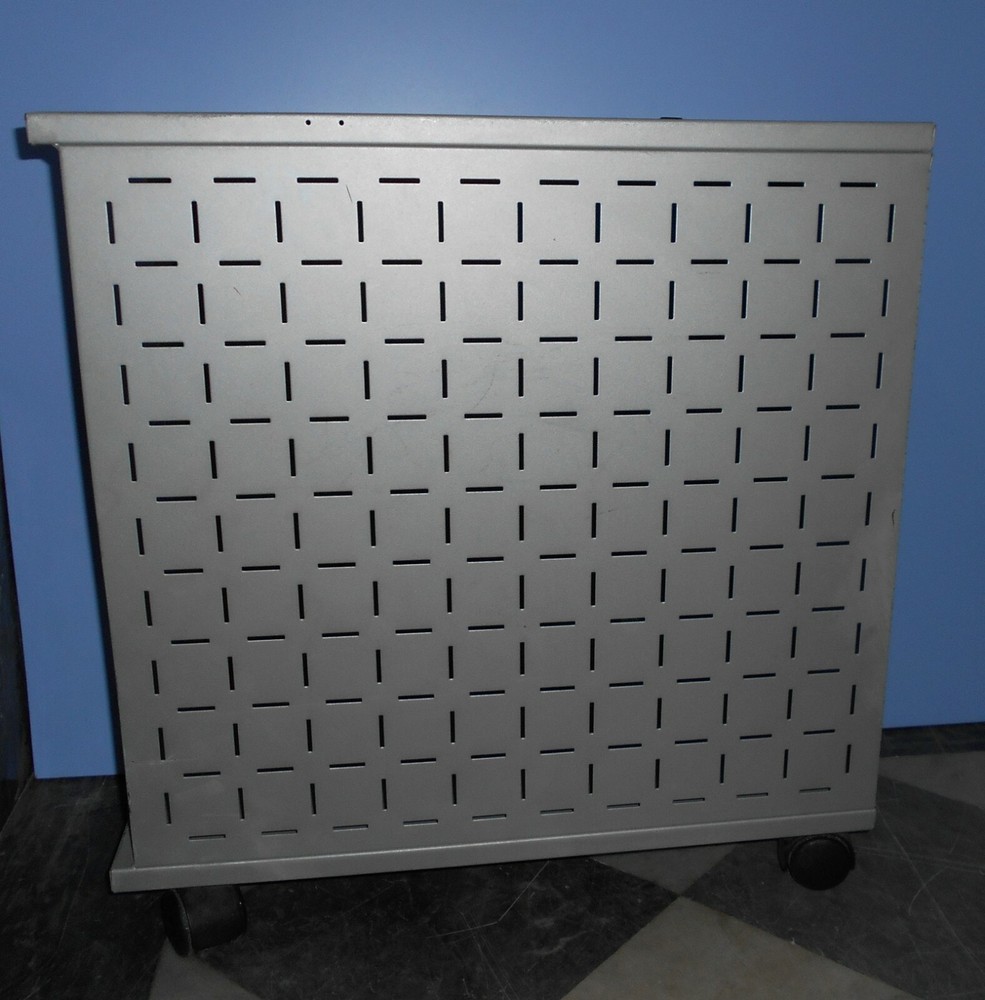 COMPUTER TROLLEY PC DESKTOP CASE METAL GREY WITH OFFICE WHEELS