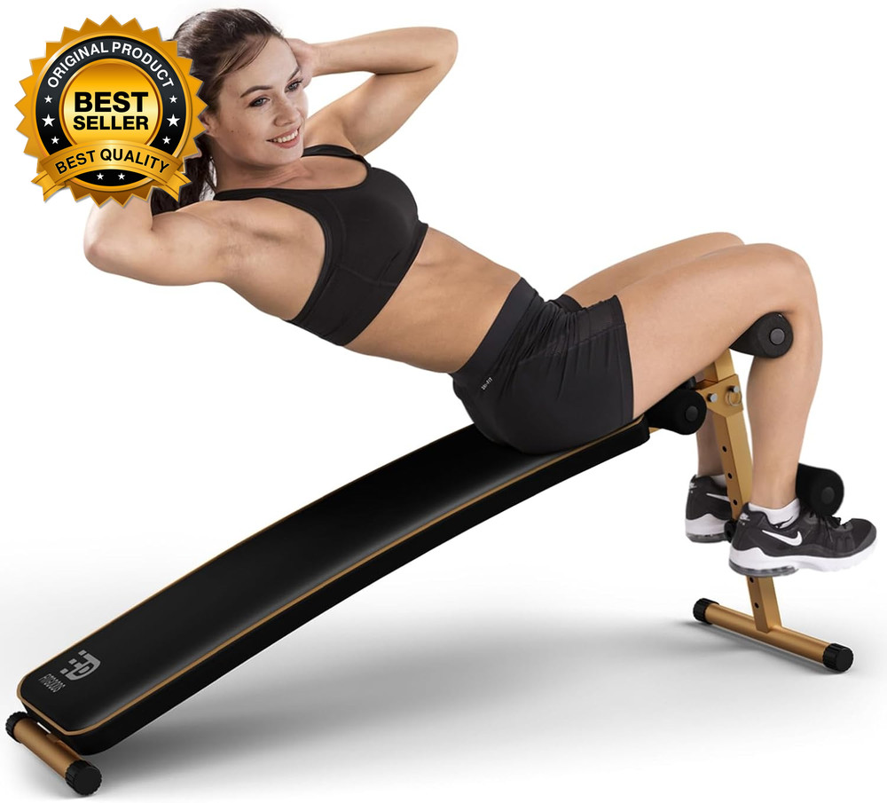 Sit up Bench, Adjustable Workout Bench for Ab Exercise, Curved Incline/Decline S
