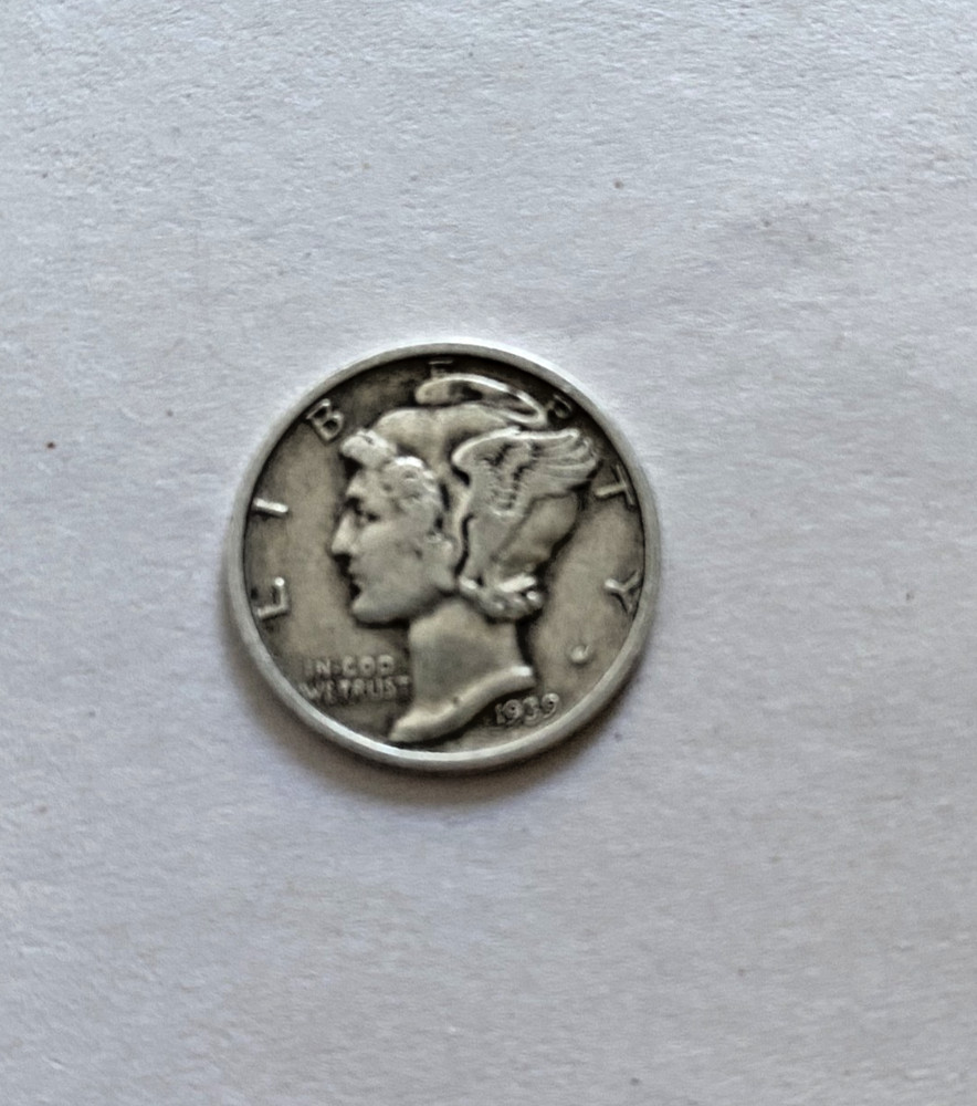 1939-D Mercury Dime Error – Misplaced Mint Mark, 90% Silver, Rare