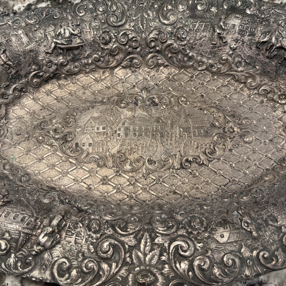 Sheffield Repousse Silver Oval Bread Dish