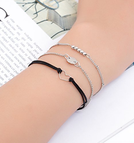 Layered Bracelet Set Assorted Beaded Bracelet Multiple Stackable Wrap Silver