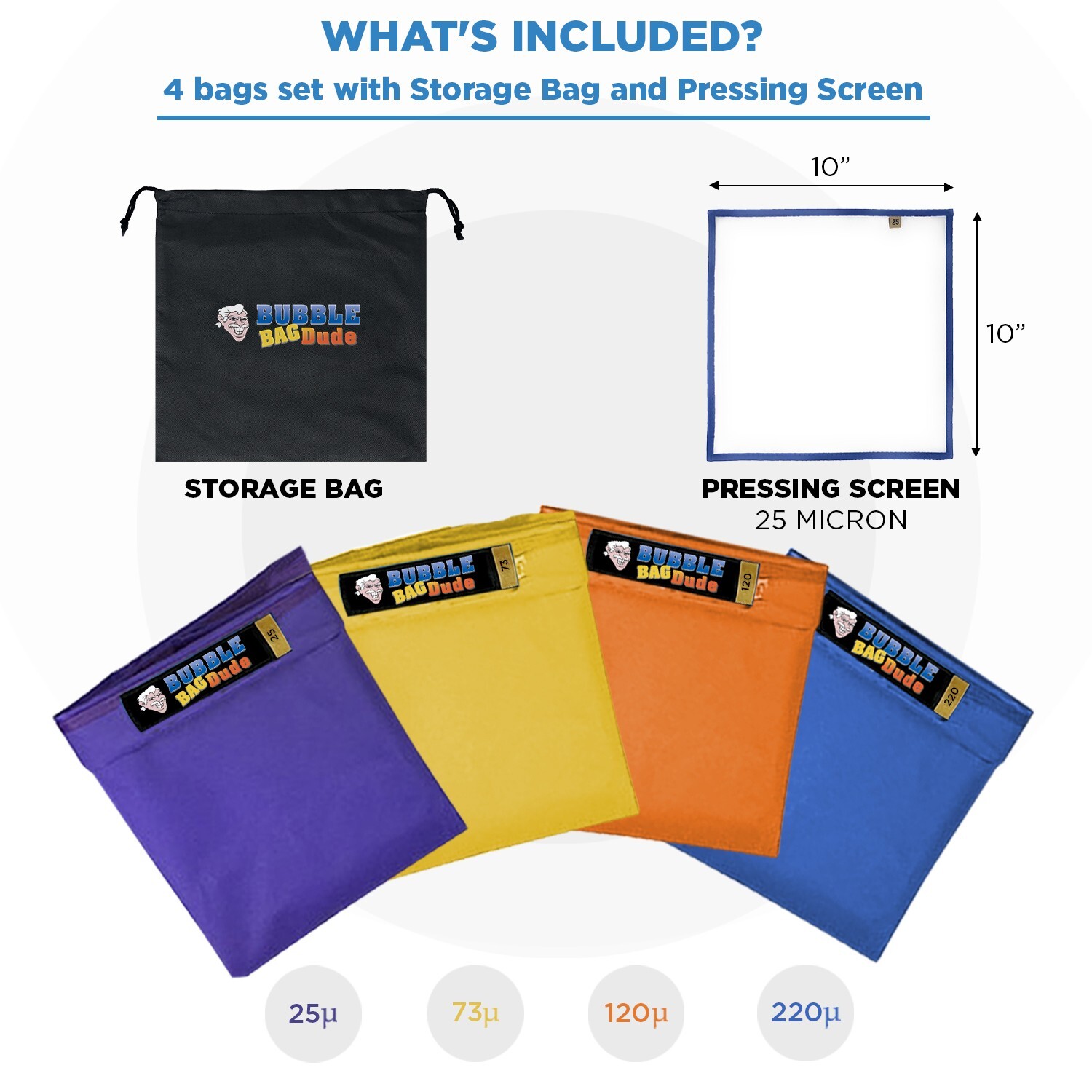 Bubble Bag BUBBLEBAGDUDE 1 GAL 4 Bag Kit Bubble Hash Bags Herbal Extractor Kit