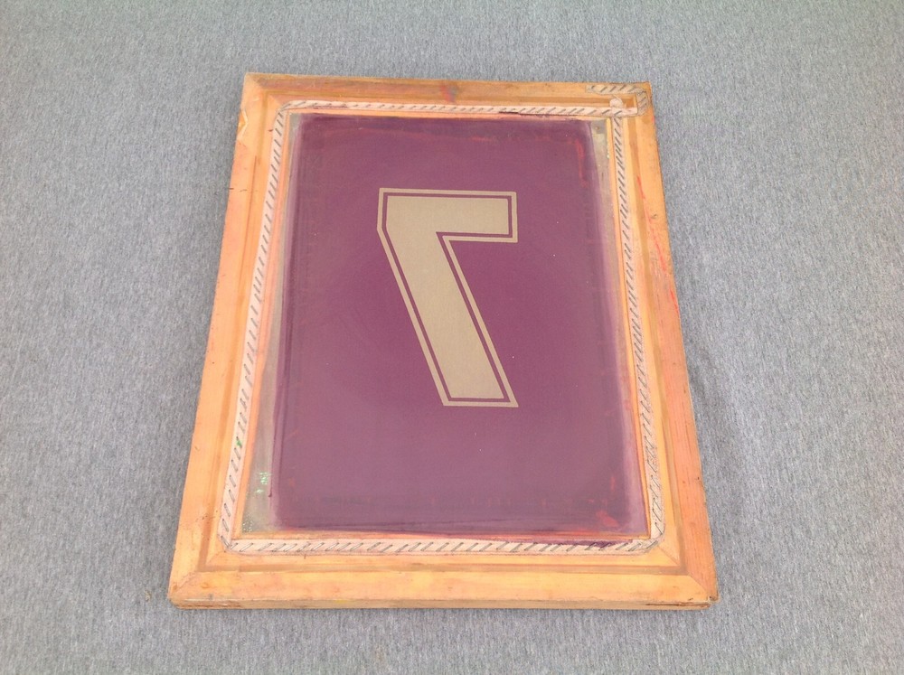 Vintage Silk Screen Printing "7" Wood Frame