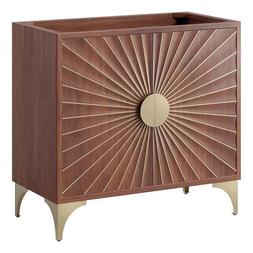 Modway Daylight 36" Solid Mango Wood Bathroom Vanity Cabinet in Walnut