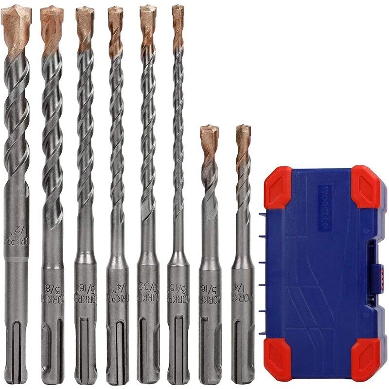 WORKPRO 8PCS SDS-plus Drill Bit Set Carbide Tip SDS Rotary Hammer Drill Bit Sets