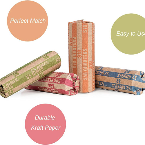 Coin Wrappers Assorted 500 Flat Stripped Roll for 500