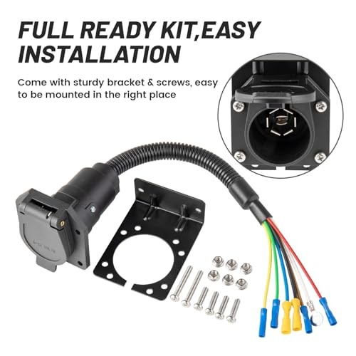 7 Way RV Trailer Light Connector Socket 7 Pin Wire Electrical Trailer Adapter