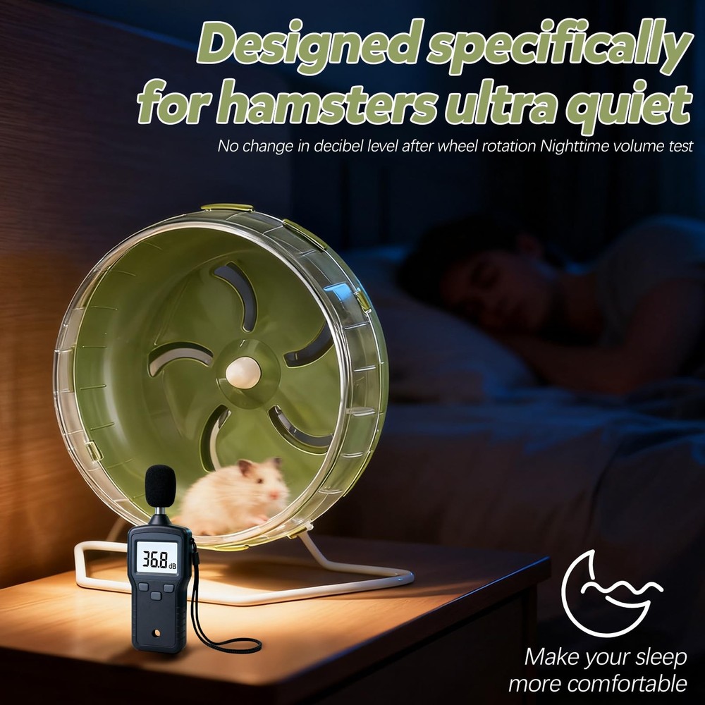 8.4" Height-Adjustable Silent Hamster Wheel Stand, Quiet Hamster Exercise Whe...