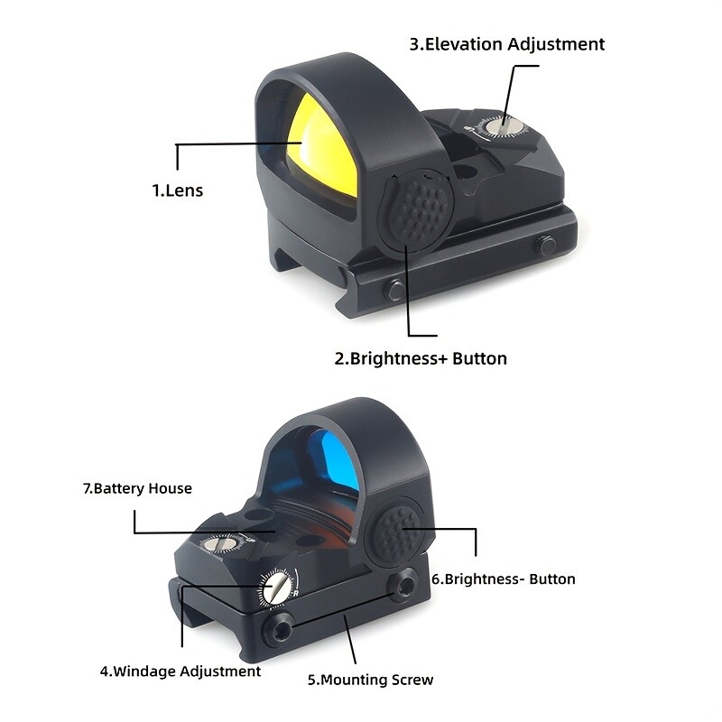 45mm Tactical Red Dot Sight 1MOA Adjustable Sight pistol Scope Set with Battery