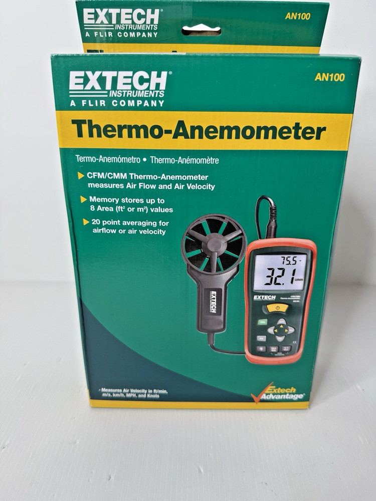 Extech AN100 CFM/CMM Thermo-Anemometer New in Box