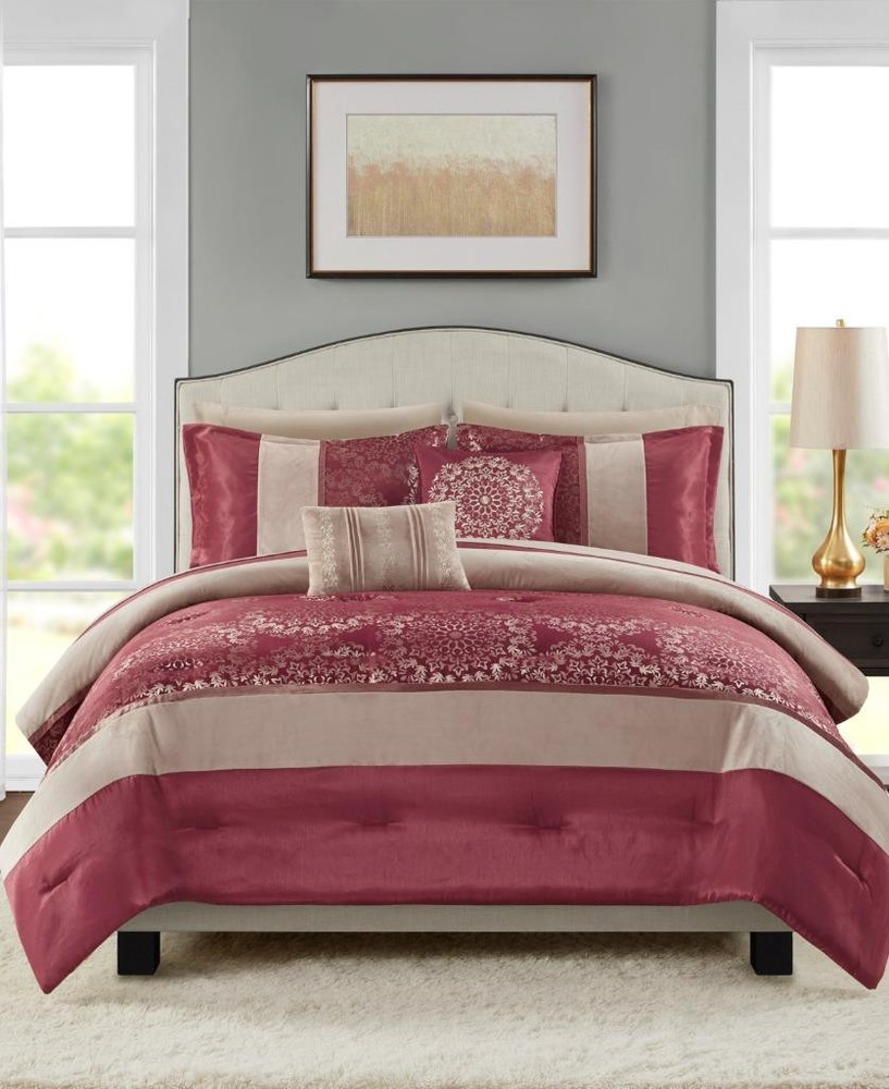 JLA Home Red Samara 9-Pc. King Comforter Set