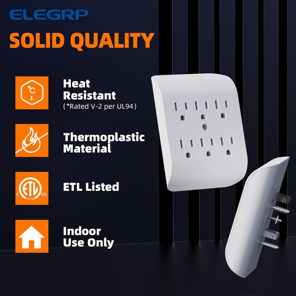 6-Outlet Wall Extender with Central Anchor – Listed, Safe & Sleek Design