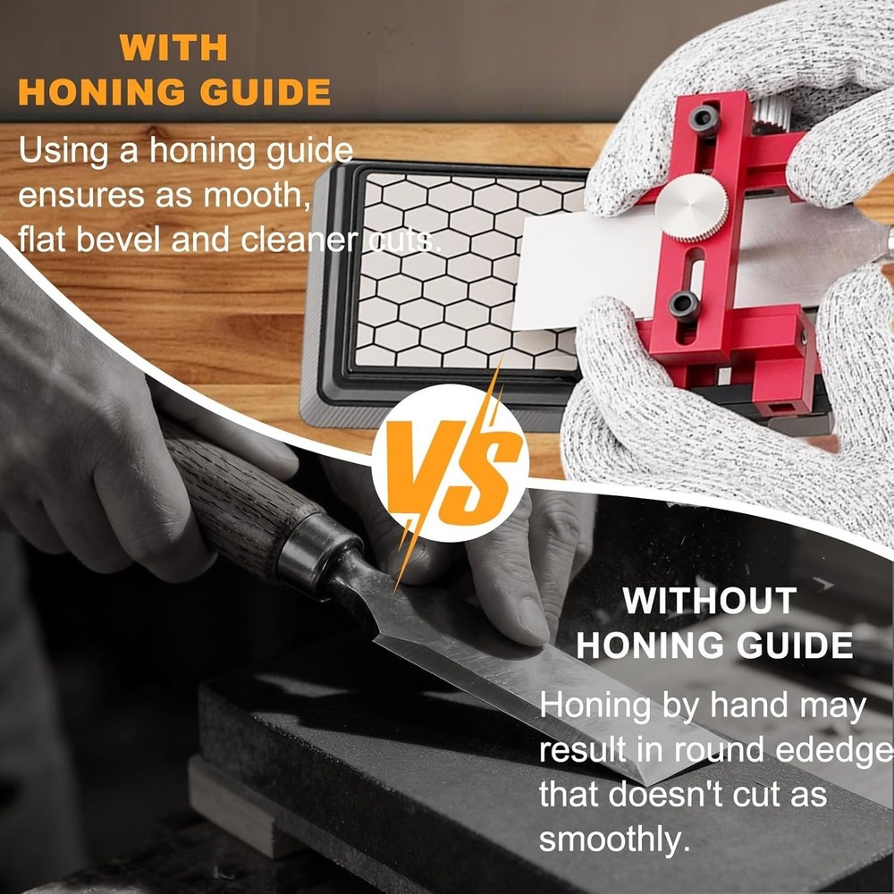 Professional Chisel Sharpening Jig with Angle Guide & Non-Slip Sharpening Base