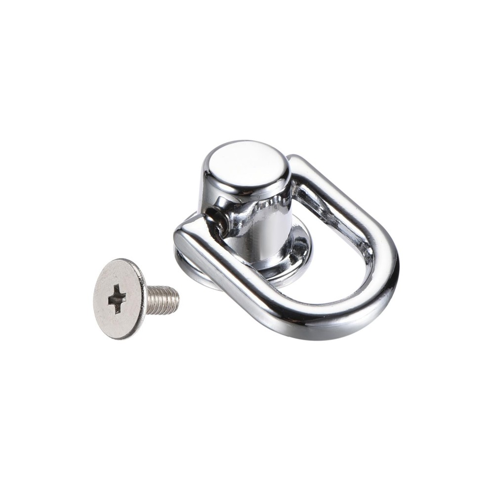 12x10mm Ball Head Button Studs with D Ring Silver White 6pcs