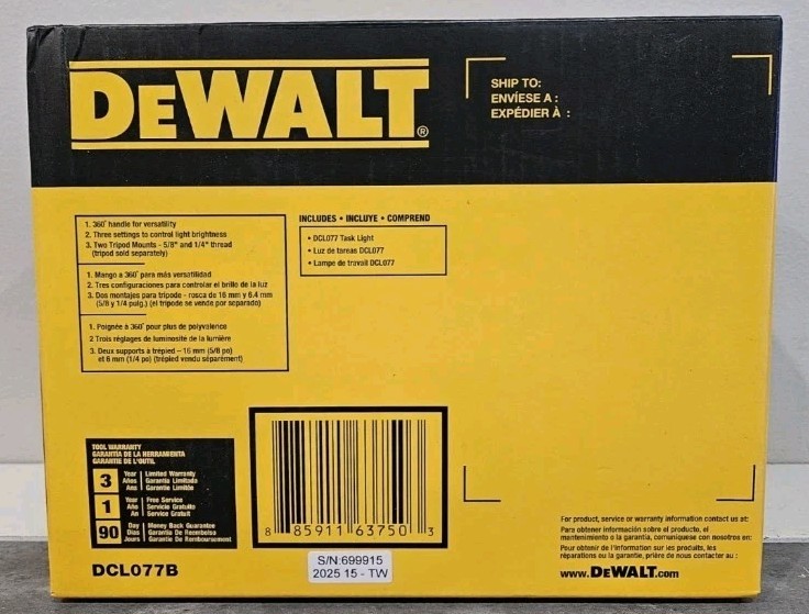NEW DeWalt 12v - 20v Max Compact LED Task Light DCL077B Tool Only Free Shipping!