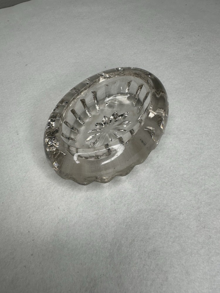 Vintage Clear Cut Glass Oval Open Salt Cellar