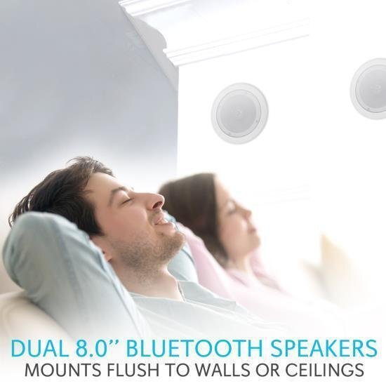 Dual 8’’ Bluetooth Ceiling / Wall Speakers, 2-Way Flush Mount Home Speaker Pair