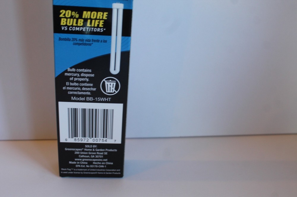 Black Flag 15W Bug Zapper Replacement Light Bulb Model BB-15 WHT New In Box