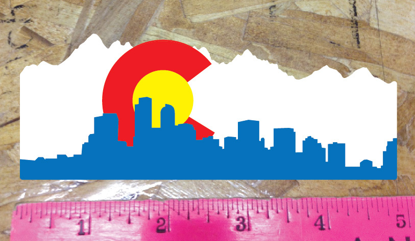 Colorado State Flag Denver Skyline Sticker Decal - 6"