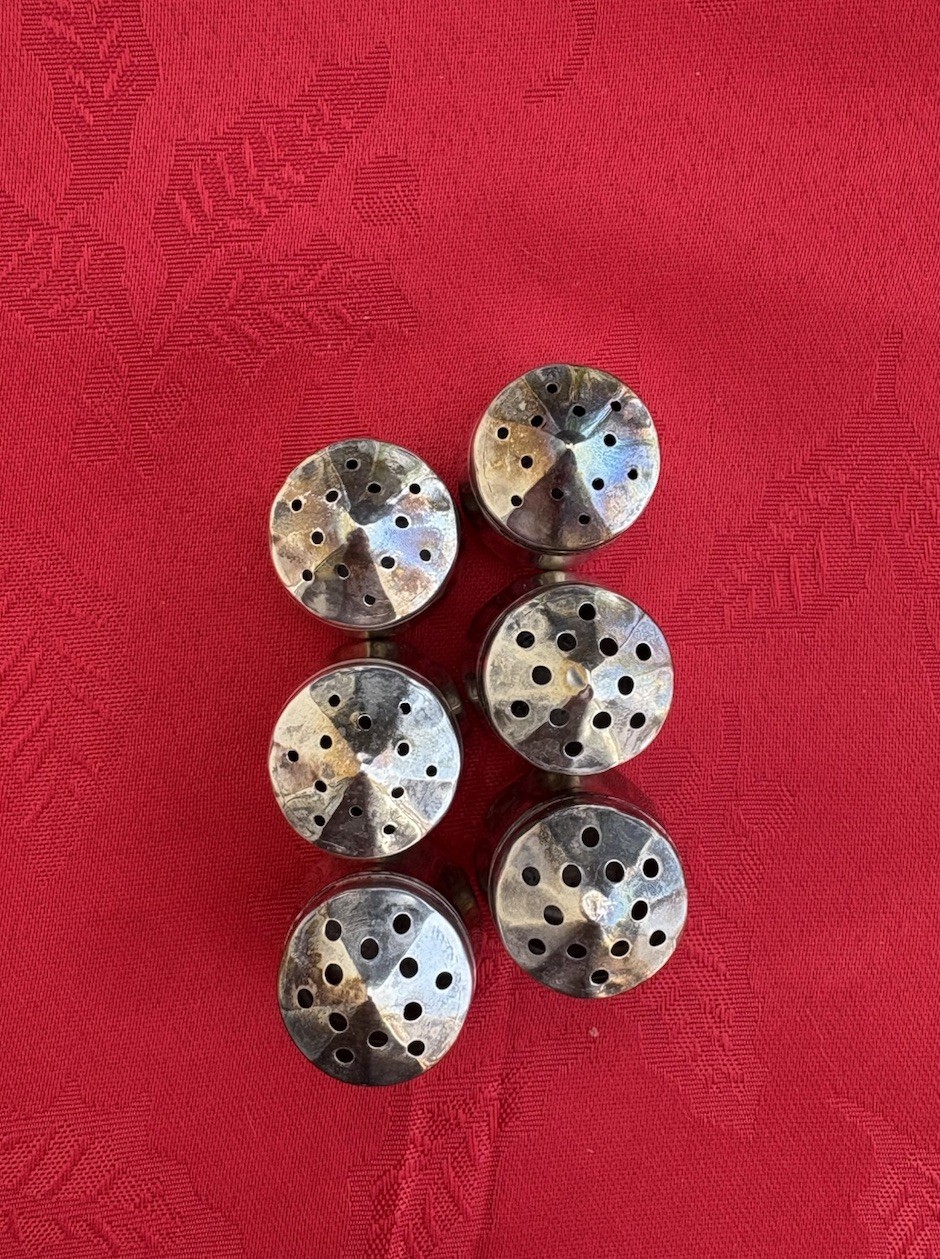 Set of 6 Vintage Victor L’Hote Sterling Silver Individual Salt & Pepper Shakers