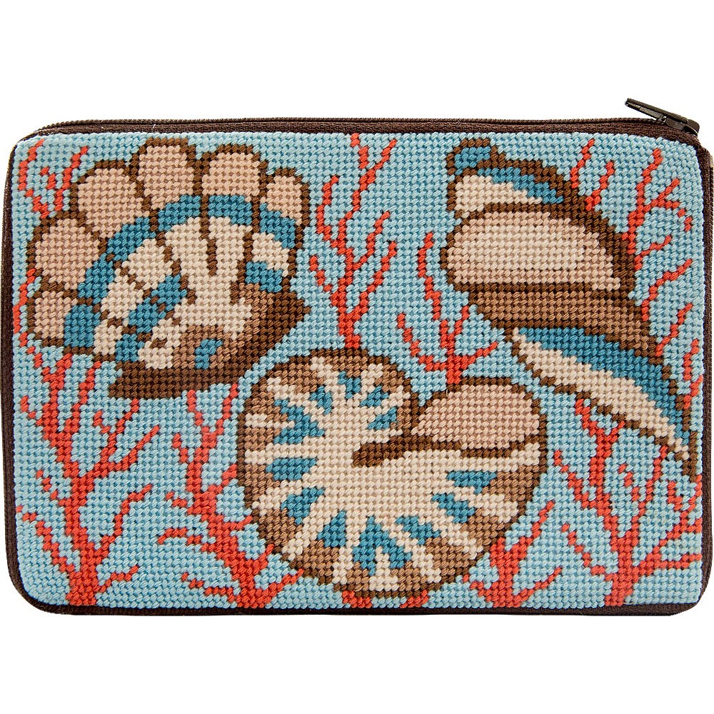 Stitch & Zip Needlepoint Purse Kit- Shells & Coral