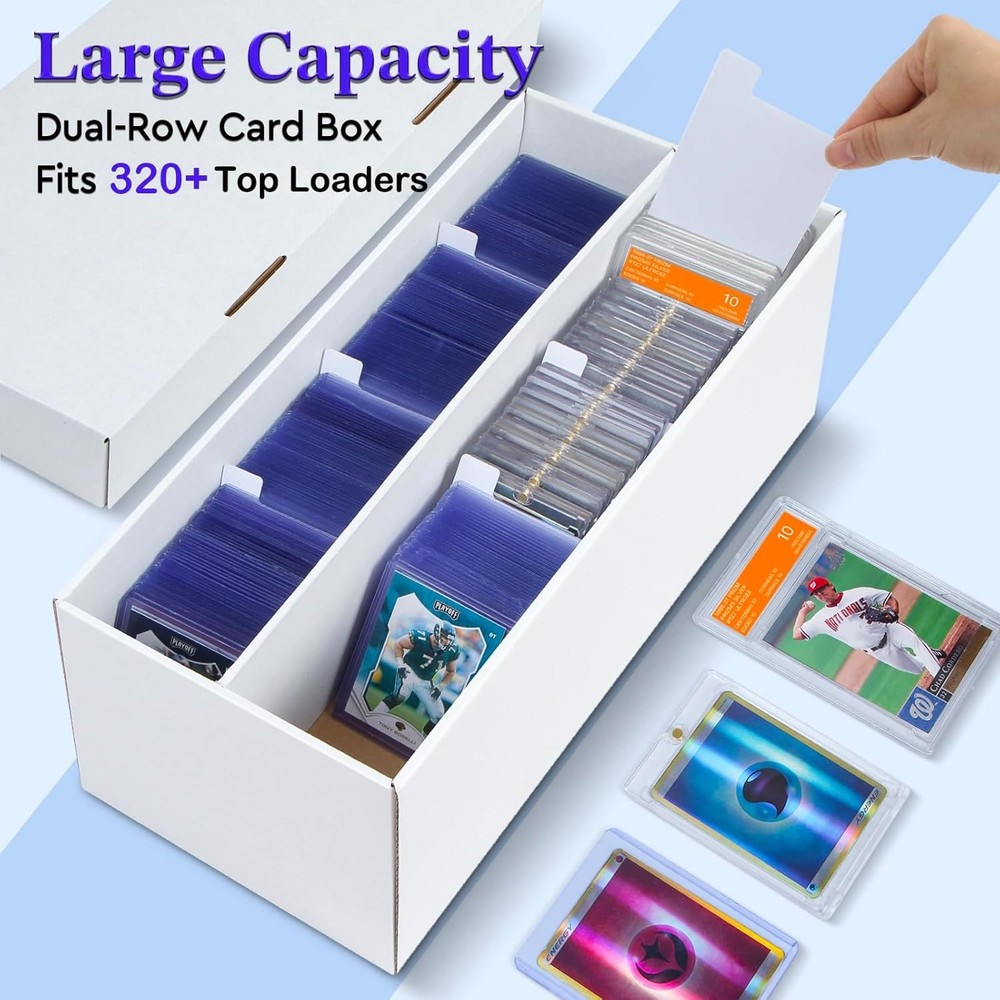 4 Pack Trading Card Storage Boxes - Holds 320+ Top Loaders, Modern Design