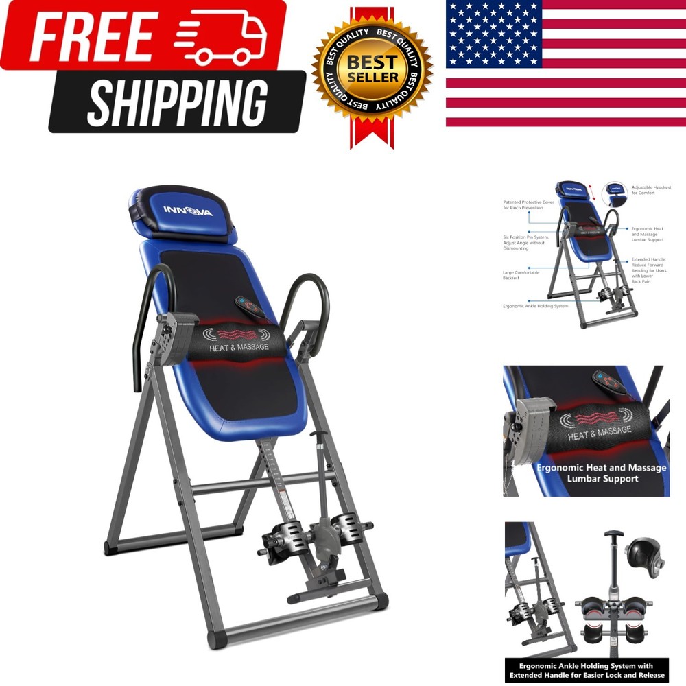 Advanced Heat and Massage Inversion Table,Black/ Blue / Gray
