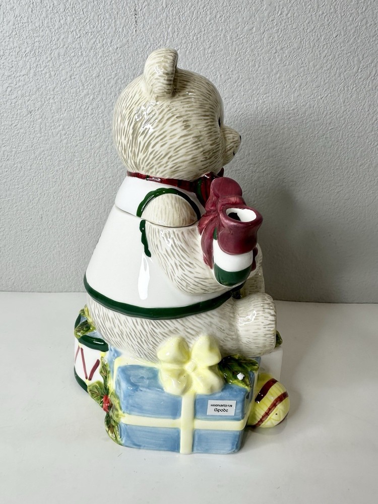 SPODE HAND PAINTED TEDDY BEAR TEAPOT - NEW IN BOX - CHRISTMAS TREE COLLECTION