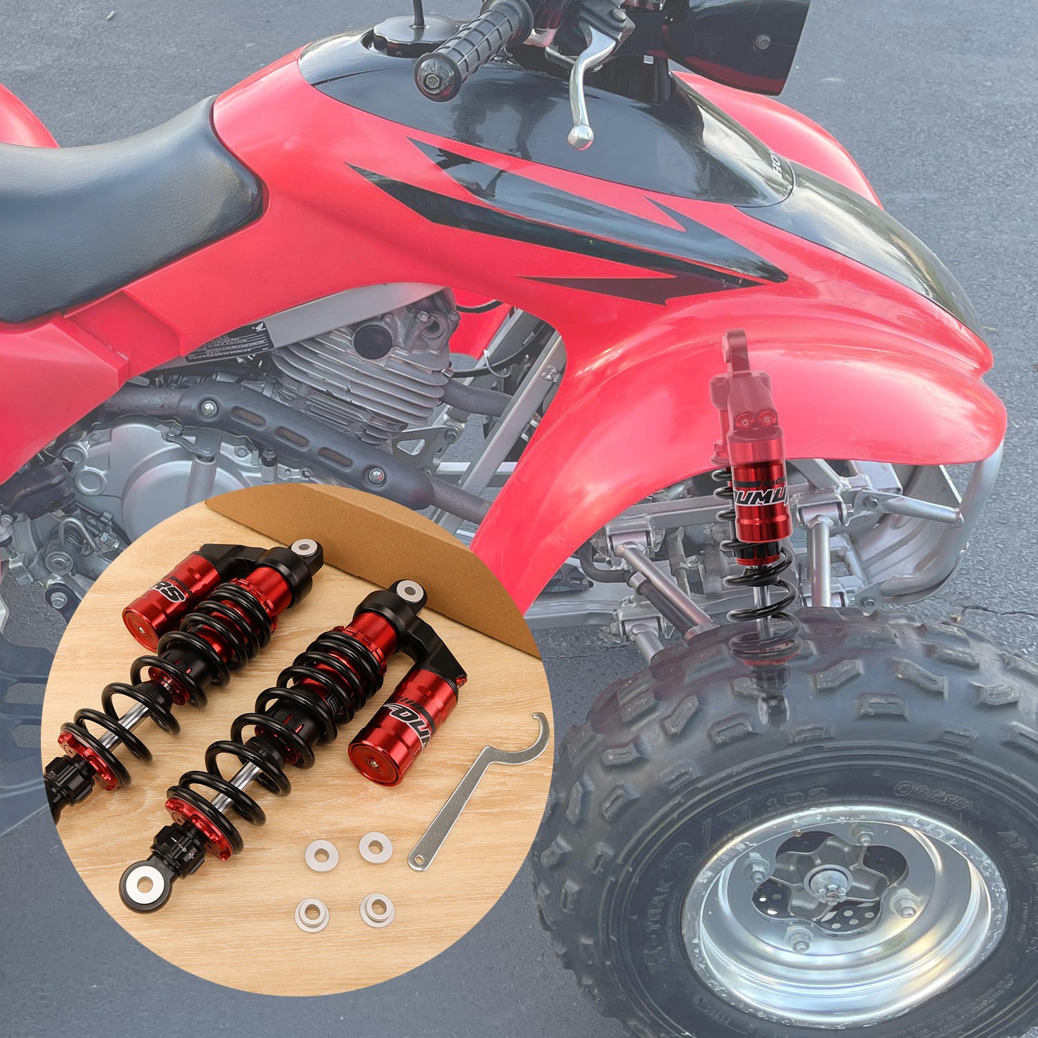 Stage 3 Front Shocks Absorbers Spring for 2003-2014 Suzuki Quadsport Z400 LTZ400