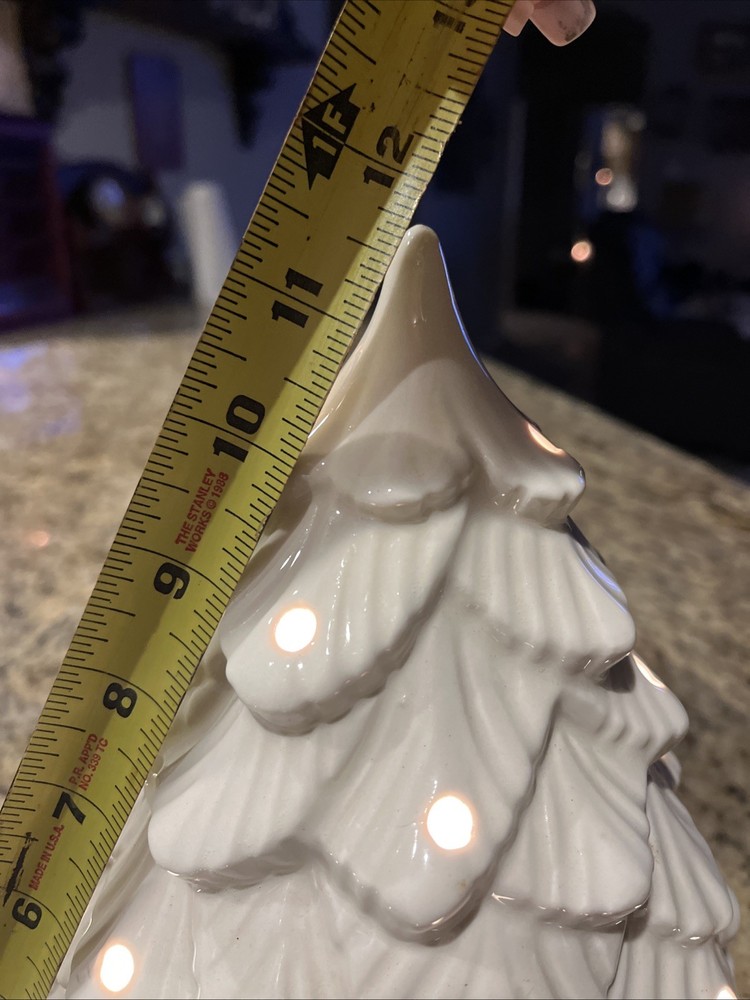 Vintage White Ceramic Light Up Christmas Tree -Missing Pegs 12” LENAPE NJ