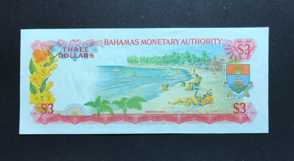 1968 Bahamas $3 Banknote P28A **EF+
