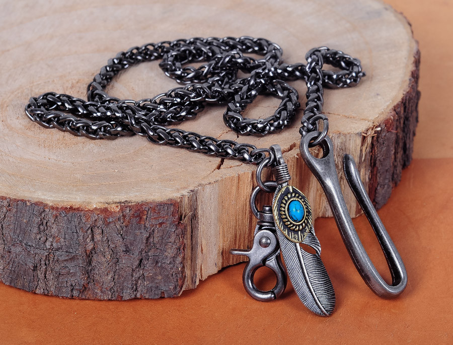 30" Basic Strong Twisted Feather Biker Trucker Keychain Key Jean Wallet Chain
