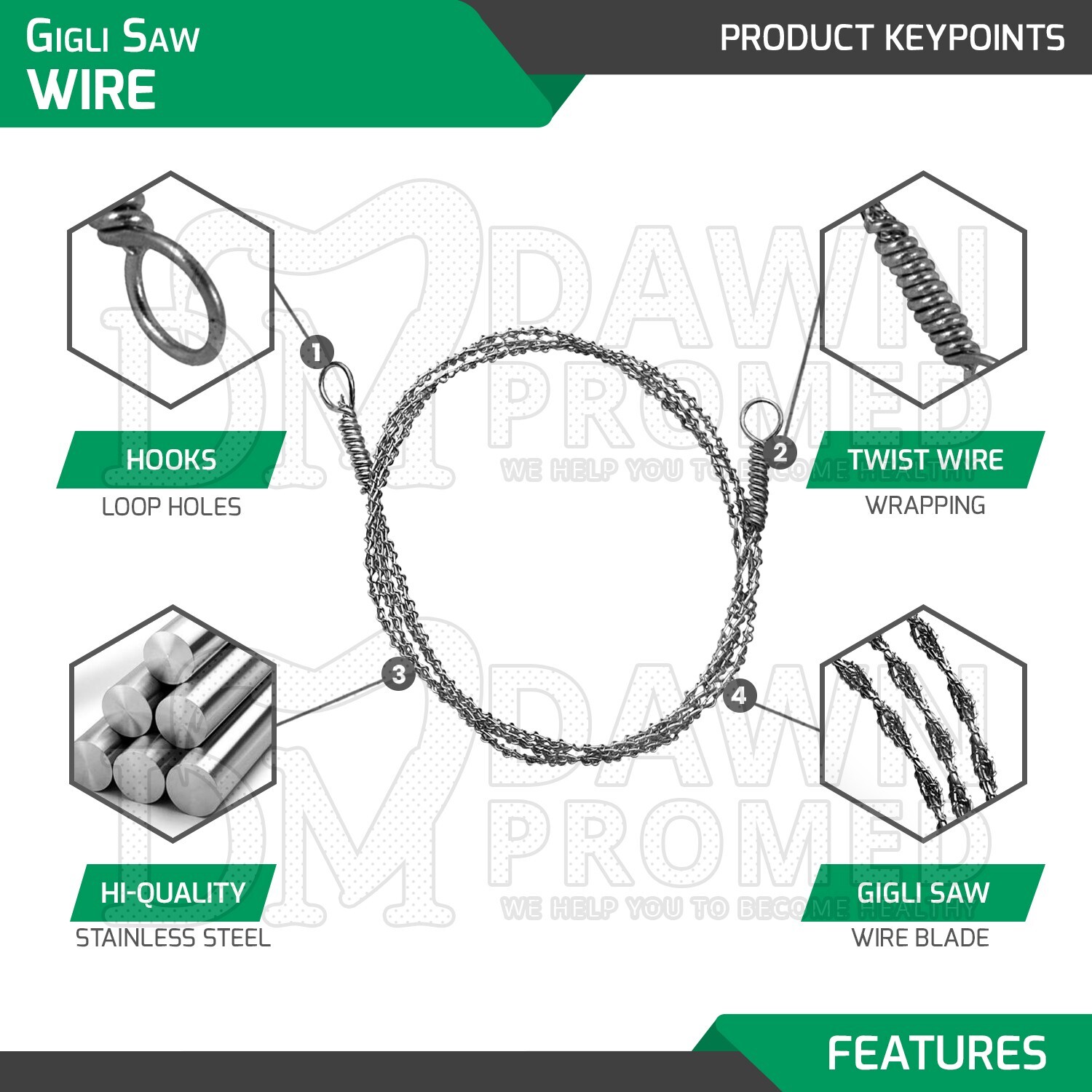 3 Pcs GIGLI Saw Wire 12”, 20“, 30” Neuro Surgical & Veterinary Inst German Grade