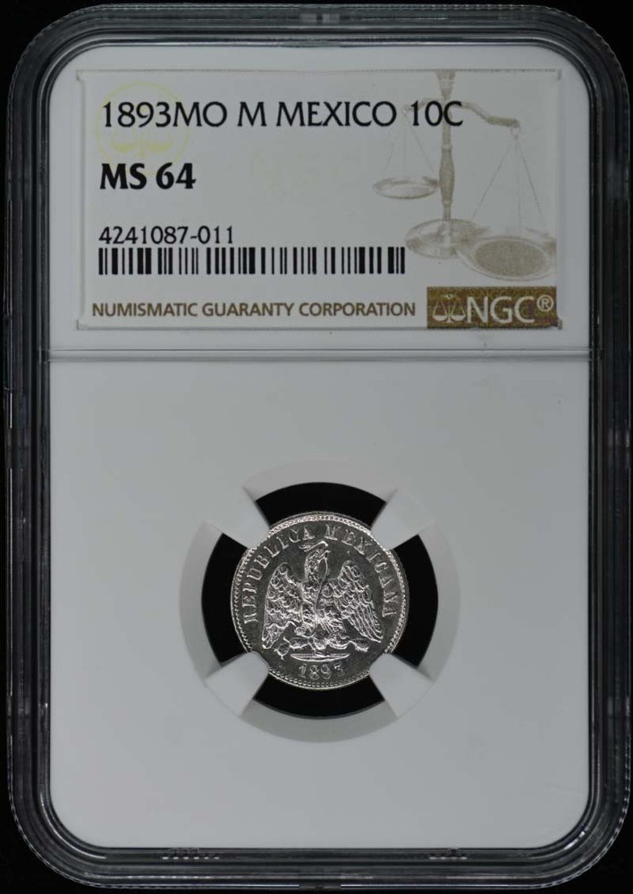 1893MO M MEXICO 10C NGC MS64