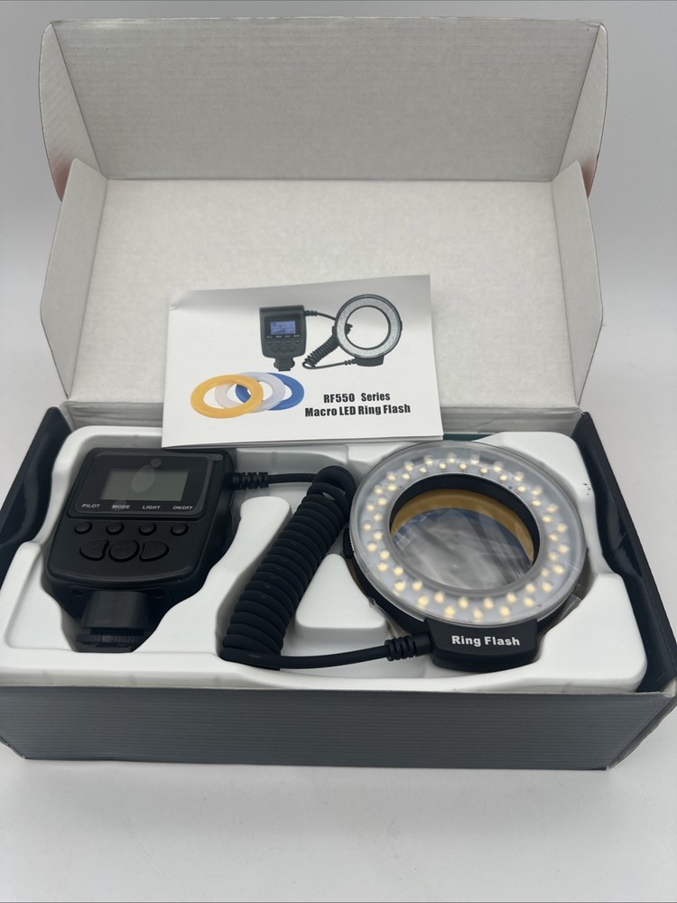 Neewer 48 Macro LED Ring Flash W/ Power Control, Adapter Rings Diffusers R550