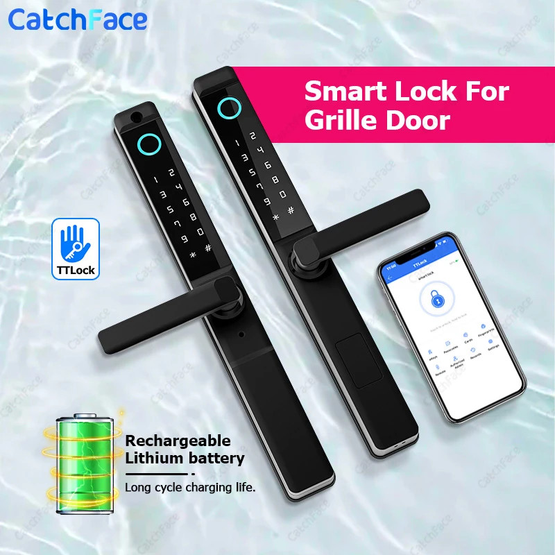 Waterproof Double-sided Gate Lock  Fingerprint Lock APP RFID Code Keyless Smart