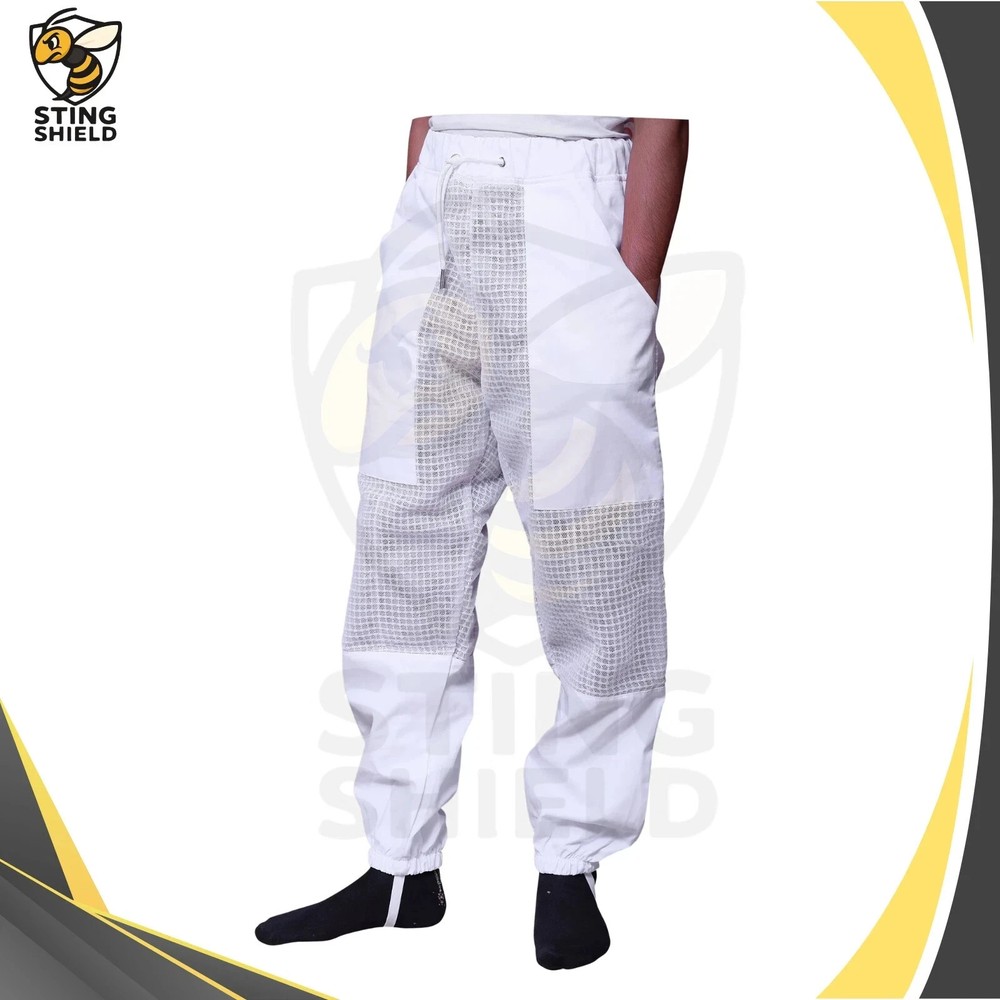 Beekeeping Trouser 3 Layer Mesh Ventilated Bee Pant Protected Pockets & Zipper-L