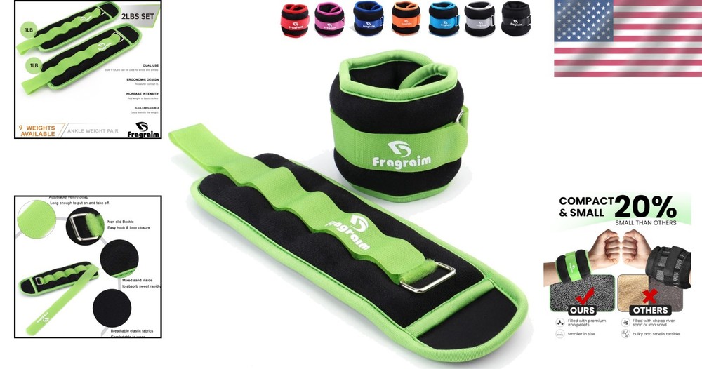 Versatile Ankle Weights 1 LB Pair - Perfect for Aerobics, Therapy & Workouts
