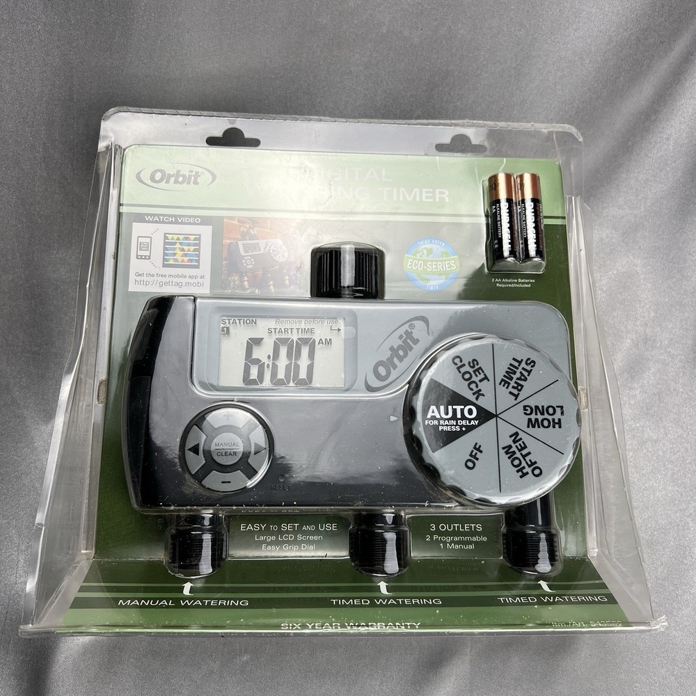 Orbit Digital 3 Outlet 2 Programmable Eco-Series Watering Timer Model 56233 NEW