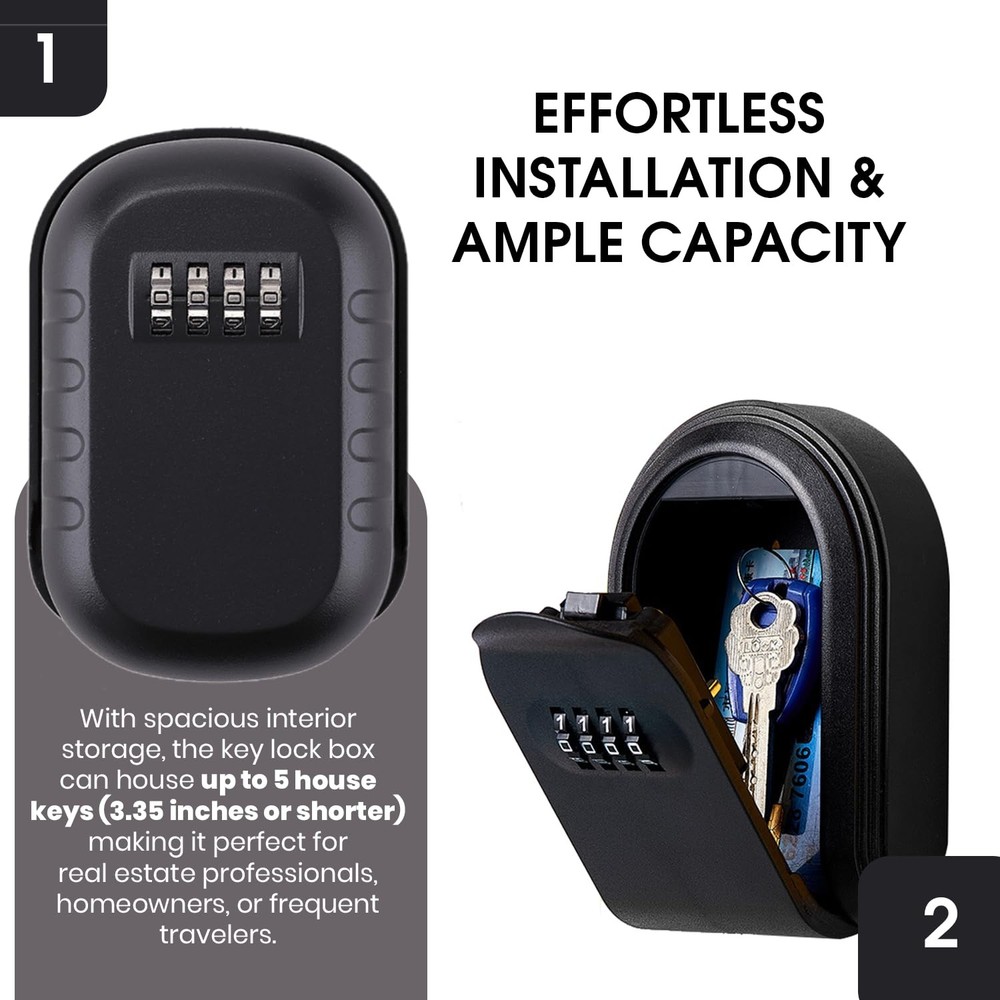 SAFEKEY HAVEN Key Lock Box 4 Digit Combination Wall Mount A4 Secure Lockbox